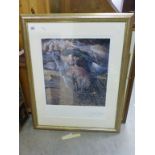 Six Framed and Glazed Prints including Signed Robert Bateman Lion, after Edward Lear Macaw, Three