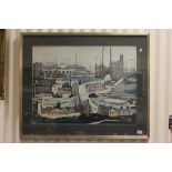 Large Framed and Glazed Lowry Print ' Industrial Landscape ;