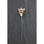 Silver Stick Pin with Sheild, Horse & Horse Shoe Finial
