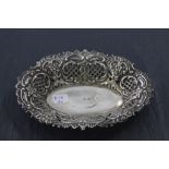 Silver Bon Bon Dish with embossed floral & pierced edge detail, Birmingham 1898