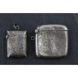 Two Silver Vesta Cases, each with scroll engraving, Birmingham 1899 and 1909