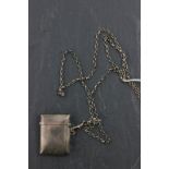 Silver Vesta Case, plain form together with a White Metal Fob Chain