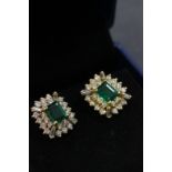 Fine pair of 18ct Yellow Gold Emerald and Diamond Earrings