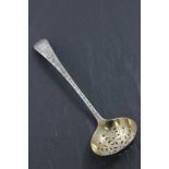 George III Silver Sifting Spoon, the gilt bowl with foliate pierced decoration and the handle