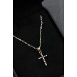 9ct Diamond set Crucifix on chain