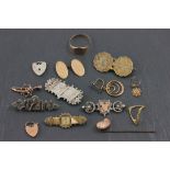 Quantity of Scrap Gold and Silver including Cufflinks, Rings, Brooches, Stick Pin, Heart Shaped