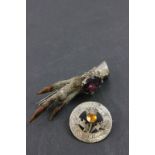 Silver Scottish Bird Claw Brooch set with Amethyst, Edinburgh 1960 plus Silver Scottish Circular
