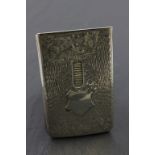 Edwardian Silver Card Case with hinged lid, disbursement mechanism, empty cartouche and scroll