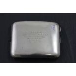 Silver Cigarette Case, plain body engraved ' presented to .... H.M.S Warwick August 1922', Chester