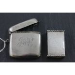 Silver Vesta Case, Birmingham 1908 and a Silver Matchbox Holder