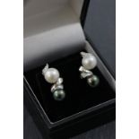 18ct White Gold Diamond and South Sea Pearl Earrings