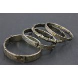 Three Silver Hallmarked Hinged Bangles and another Silver Hinge Bangle