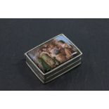 Silver Pill Box, the hinged lid with a pictorial scene of classical maidens