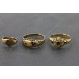 Edwardian 15ct Ring and 9ct Ring (both with stones missing) plus a Small Child's 9ct Gold Signet