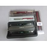 Three Cased Parker Pens and a Double Cased Parker Pen Set marked Bendicks of Mayfair