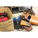 Seven Cased Sets of Binoculars including Tasco, Ross of London together with Boxed Still Slide