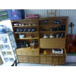 Retro Teak ' Nathan ' Pair of Tall Side Cabinets, one section with Three Shelves over Four Small