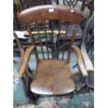 Victorian Elm seated Stick Back Elbow Chair