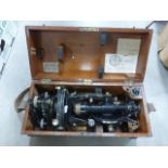 Early 20th century Mahogany Boxed Watts & Son Theodolite dated 1926