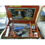 Original cased Erector set 8.5 by A.C. Gilbert Company, play worn, rusting