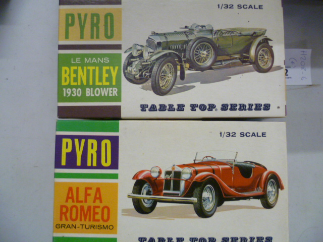 Four boxed PYRO 1:32 table top series model kits comprising of Alpha Romeo Gran-Turismo C320-50,