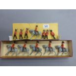 Boxed set of five Royal Scots Greys plus another six on foot and 1 x mounted (overall gd