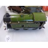 Bing O gauge model railway LNER 47480 cllockwork engine in green livery