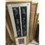 Four Framed and Glazed Oriental Embroidered Floral Silks