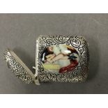 Silver plated embossed vesta case with nude pictorial images