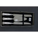 Boxed Three Piece Pie and Cake Serving Set with Silver Handles