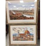 Pair of Framed and Glazed Prints of Florence, Italy annotated in pencil to margin