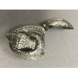 An unusual sterling silver coiled snake vesta case