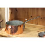 Large Heavy Copper Saucepan with Polished Steel Handle stamped Gourmet to side