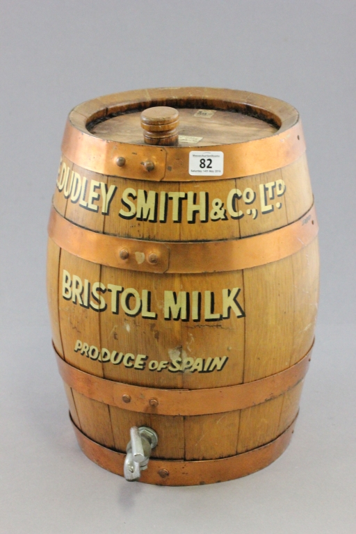 Wooden barrel marked E, Dudley Smith & Co Lts Bristol Milk
