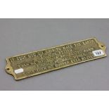 Brass Plaque with humorous quotation