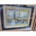 Oil on panel an Impressionist painting of a busy Paris scene with figures