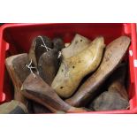 Collection of vintage wooden shoe trees approximately 16 in various sizes