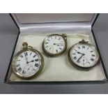 Three Pocket Watches, two silver cased and a Kays Screwback Lever