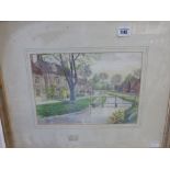 Framed and Glazed Watercolour of Lower Slaughter signed Norman Green