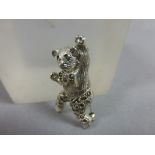 Silver and marcasite teddy bear broach