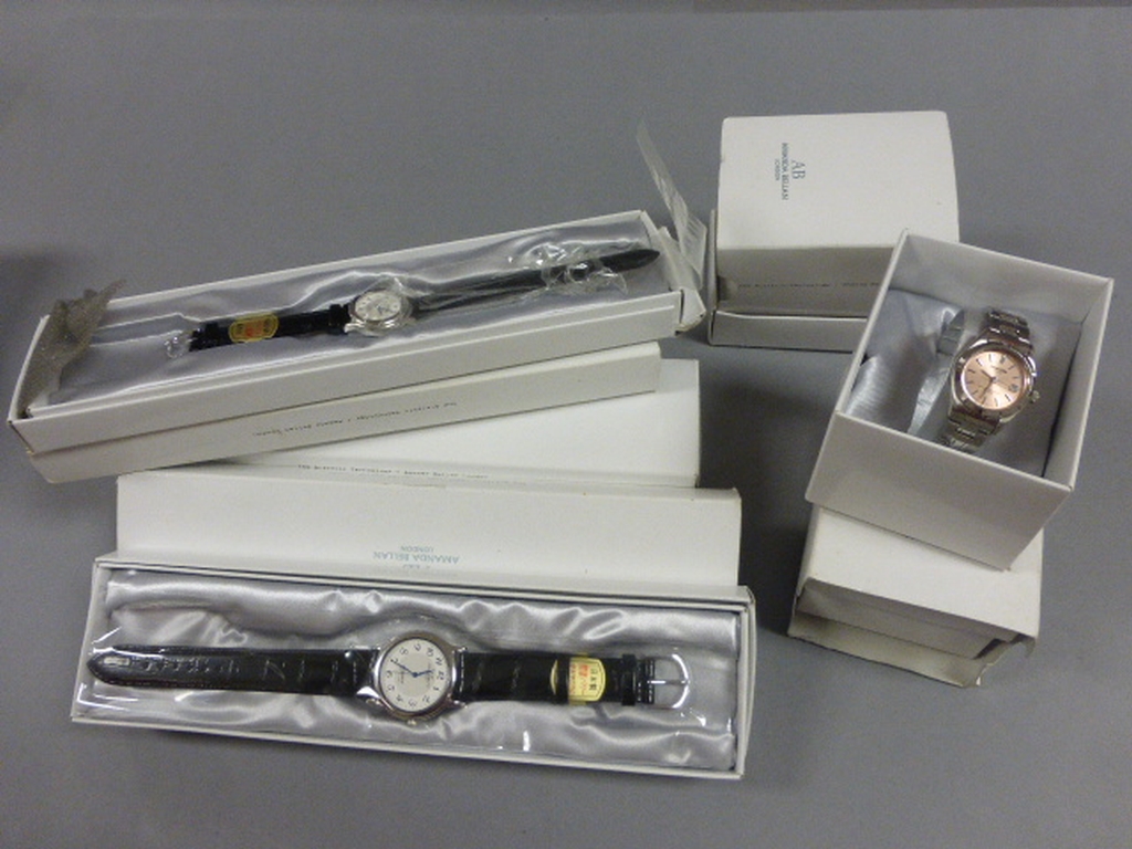 Six Boxed Amanda Bellan Fashion Wristwatches