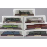 Seven boxed Collectable Model Locomotives including Mallard, Crampton, Battle Of Britain etc