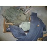 Wartime RAF Overcoat, RAF Boots, Canvas Bags, Water Containers plus Military Hardypick Shovel