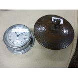 Celeste 8 day clock plus hammered copper lidded container