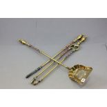 Set of Three Brass Fire Irons with Central Twisted Copper Handles