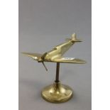 Brass Model of a Spitfire on Stand