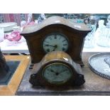 Oak Cased 8 - day Striking Mantle Clock by William Gilbert and an Eight Day Mahogany Mantle Clock