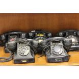 Five Vintage Black Dial Telephones