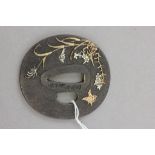 Japanese bronze Tsuba bearing signature