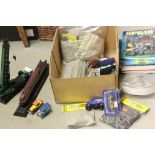 Group of mixed toys including OO gauge model railway accessories, die-cast vehicles etc